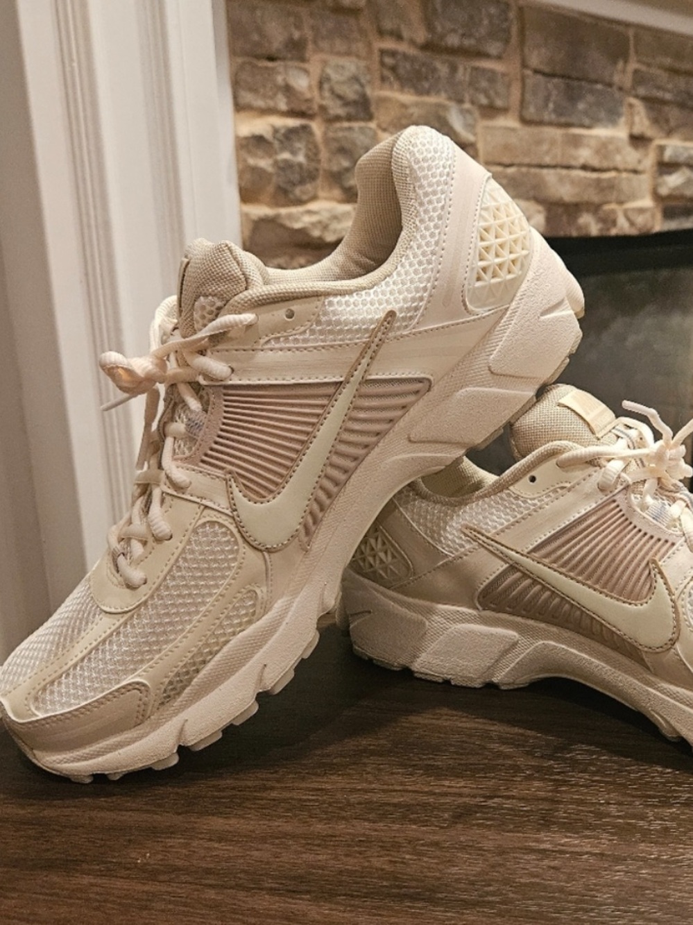 Nike Cream/Tan Zoom Vomero 5 Athletic Sneakers - Picture 1 of 6